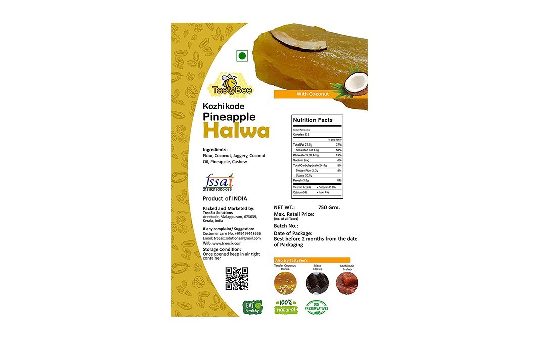 TastyBee Pineapple Halwa With Coconut   Box  750 grams